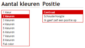 screenshot van de keuze voor bedrukking in 2 kleuren